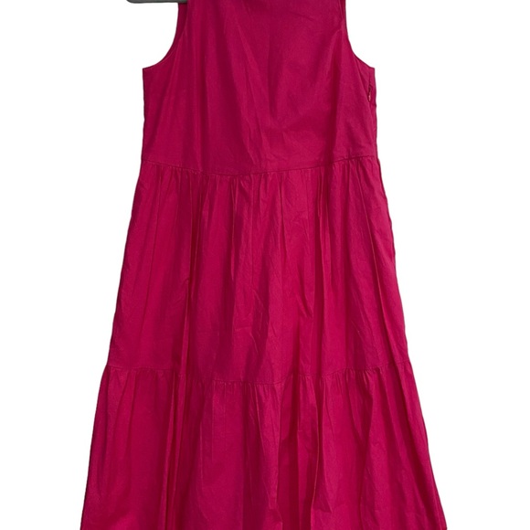 J.Crew Pink Sleeveless Ruffled Round Neck Tiered MIDI Dress Size 00 - Picture 3 of 4